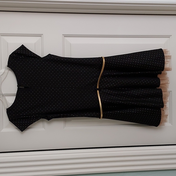 Girls black drop waist dress with gold polka dots - Picture 5 of 5